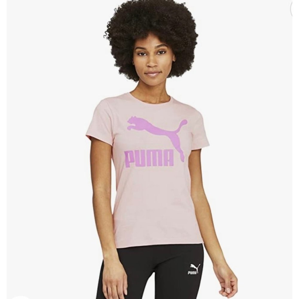 PUMA Women's Classics Logo Tee size Large Pink NWT